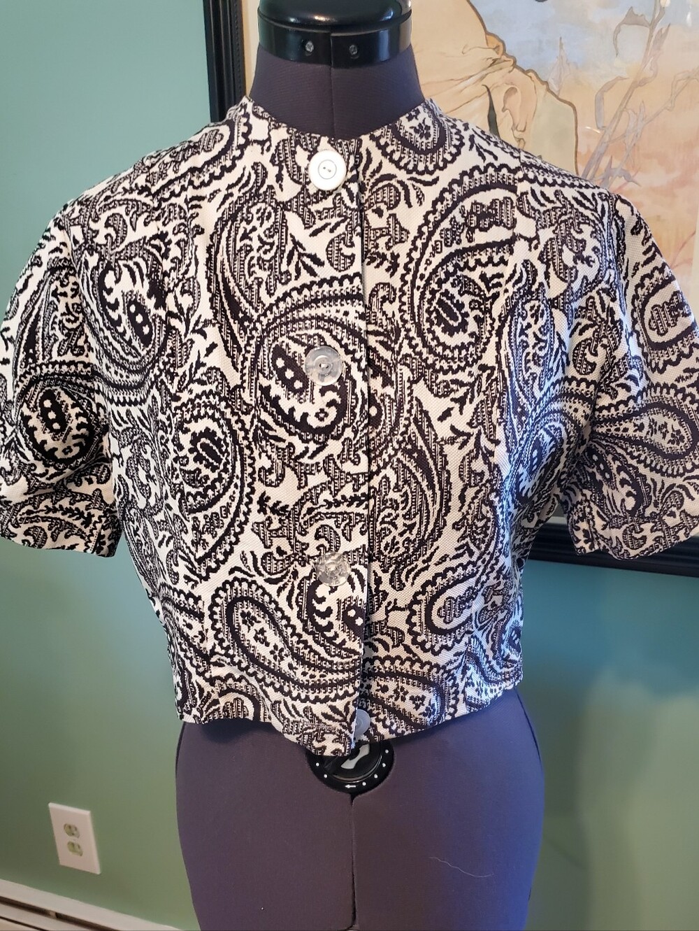 Black and White Paisley Crop Top